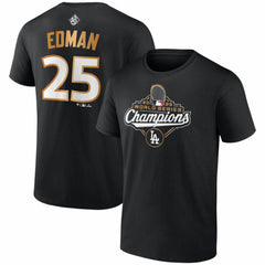 Tommy Edman Los Angeles Dodgers 2025 World Series Champions Name & Number T-Shirt - Black