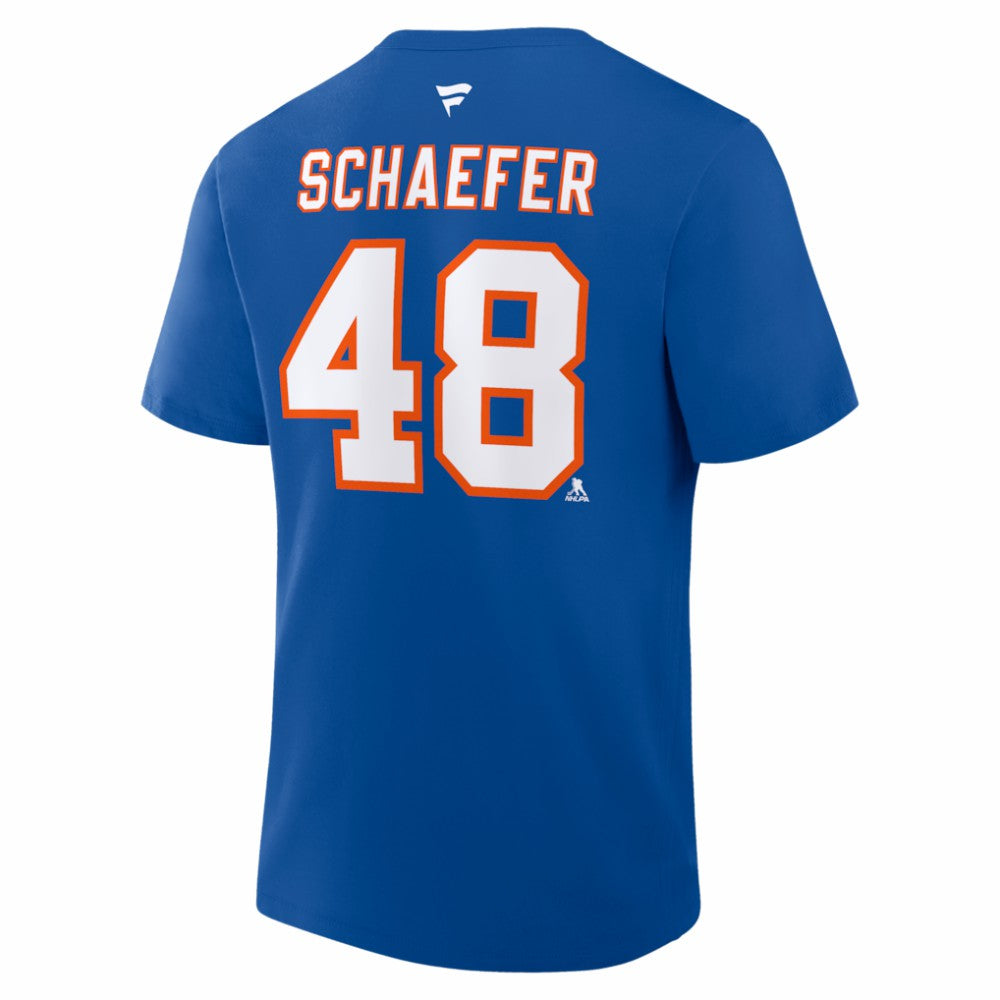 Matthew Schaefer New York Islanders Fanatics Authentic Stack Name & Number T-Shirt Royal