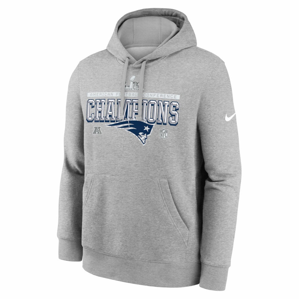 New England Patriots 2025 AFC Champions Locker Room Trophy Collection Hoodie - Heather Gray | Nike for sale