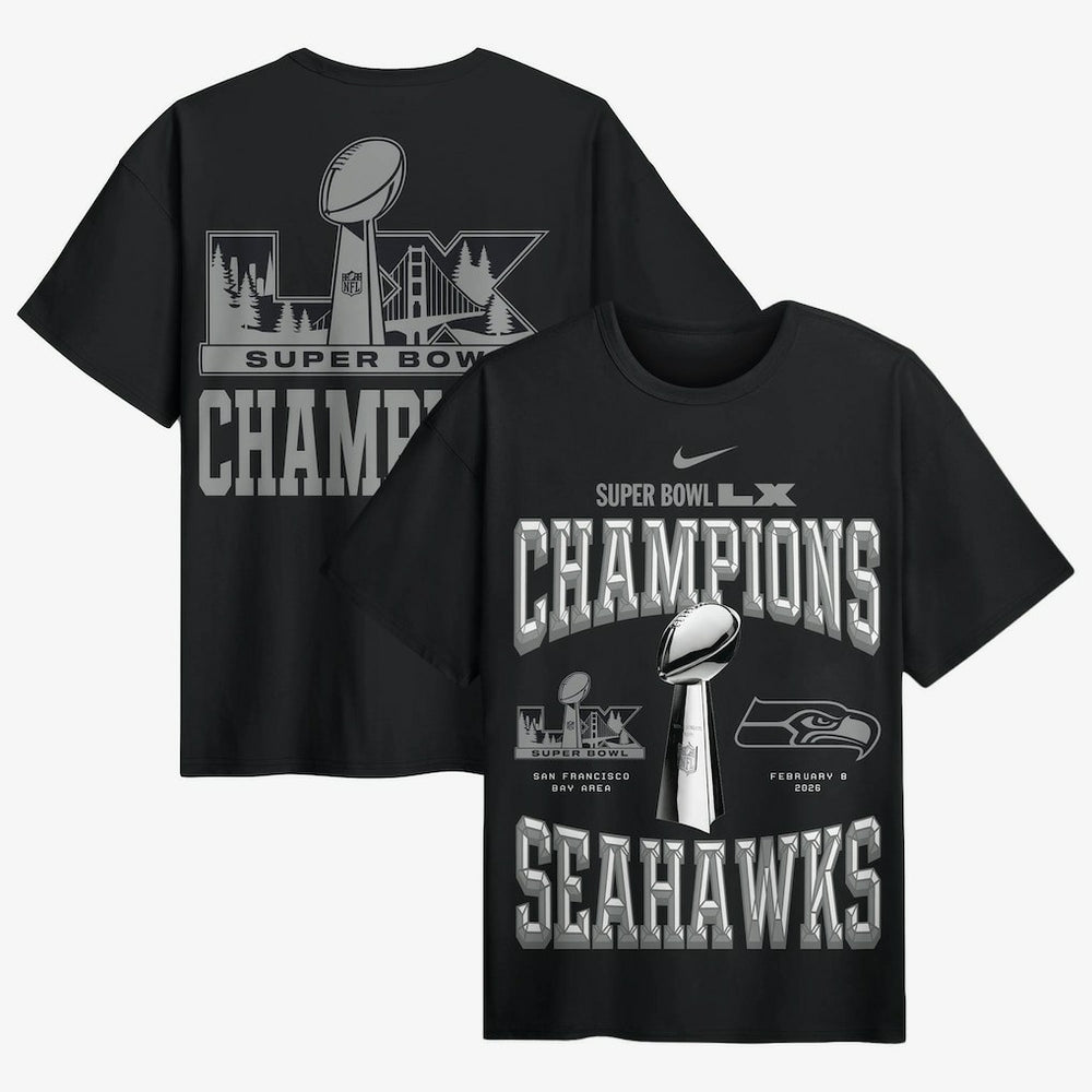 Seattle Seahawks Super Bowl LX Champions Locker Room Trophy Collection Authentic T-Shirt - Black | Nike for sale