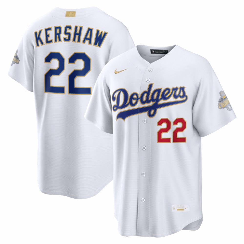 Clayton Kershaw Los Angeles Dodgers 2026 Gold Collection Stadium Jersey - White | Nike