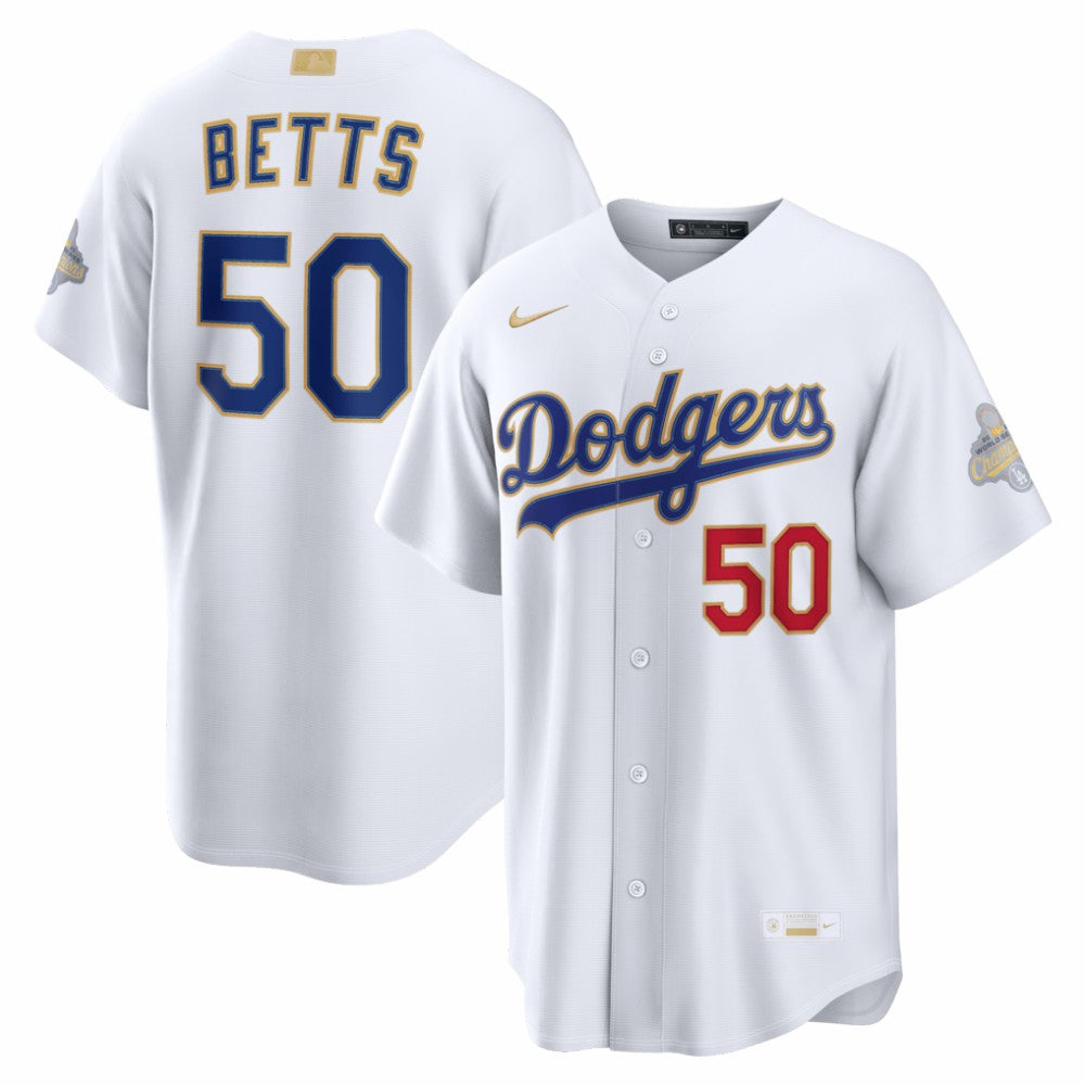 Mookie Betts Los Angeles Dodgers 2026 Gold Collection Stadium Jersey - White | Nike