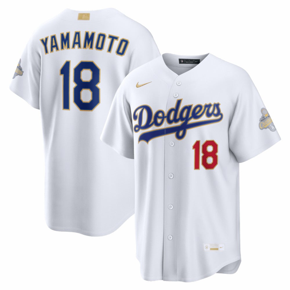 Yoshinobu Yamamoto Los Angeles Dodgers 2026 Gold Collection Stadium Jersey - White | Nike