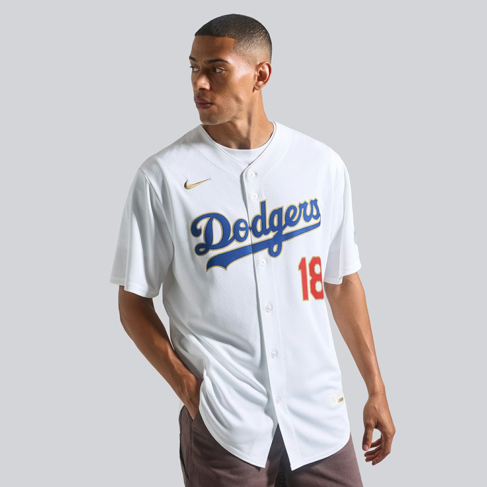 Yoshinobu Yamamoto Los Angeles Dodgers 2026 Gold Collection Stadium Jersey - White | Nike