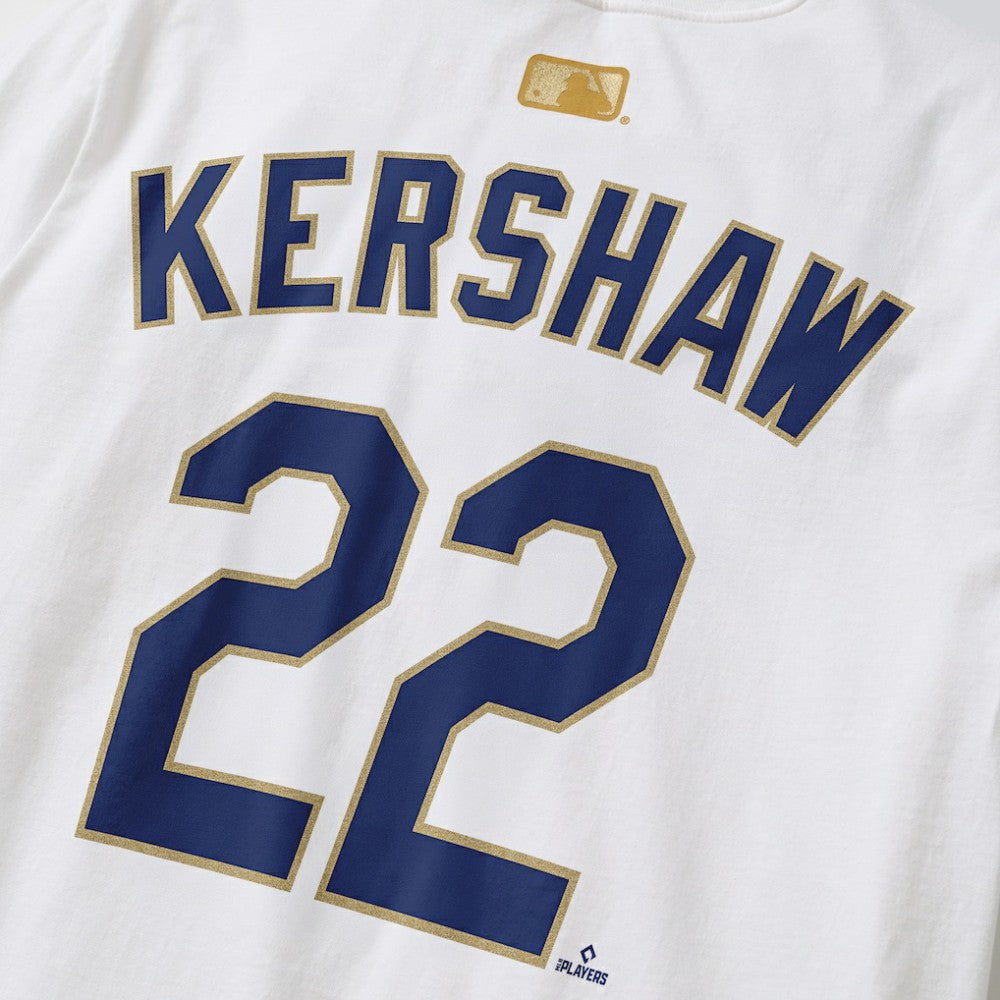 Clayton Kershaw Los Angeles Dodgers 2026 Gold Collection Player Name & Number T-Shirt - White | Nike