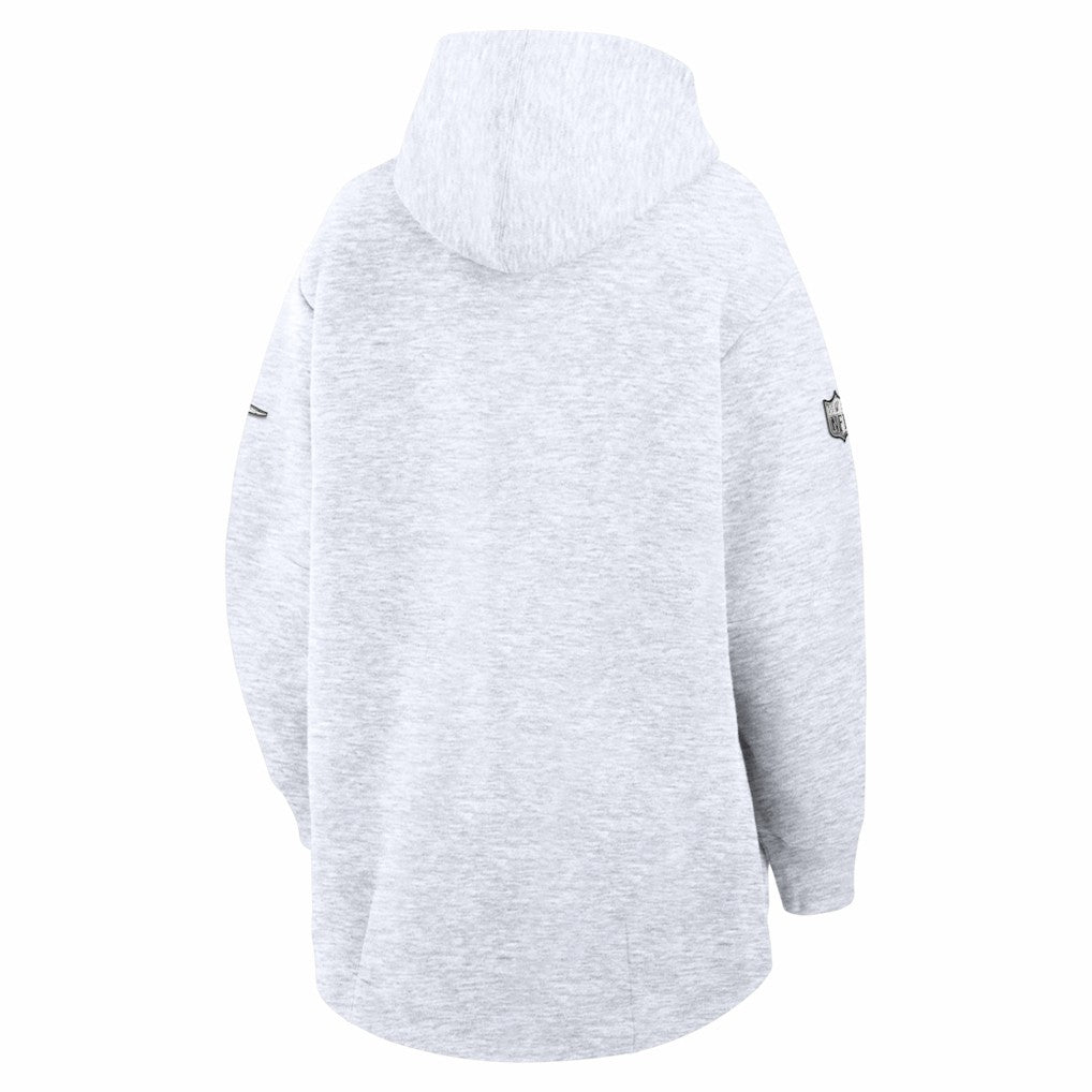 New England Patriots Women's Super Bowl LX Opening Night Tech Fleece Full-Zip Hoodie - Heather Gray | Nike for sale
