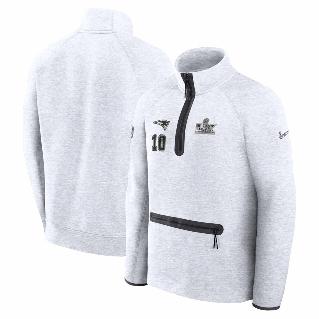 Drake Maye New England Patriots Super Bowl LX Opening Night Tech Fleece Half-Zip Sweatshirt - Gray | Nike on sale