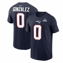 Christian Gonzalez New England Patriots Super Bowl LX Patch Name & Number T-Shirt - Navy | Nike sale