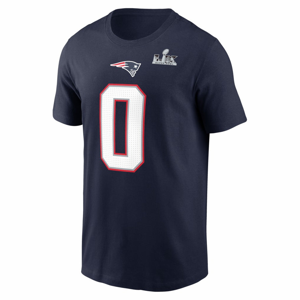 Christian Gonzalez New England Patriots Super Bowl LX Patch Name & Number T-Shirt - Navy | Nike sale
