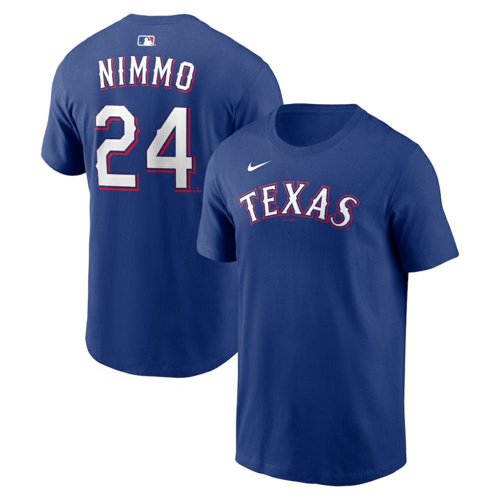 Brandon Nimmo Texas Rangers Home Name & Number T-Shirt - Royal | Nike