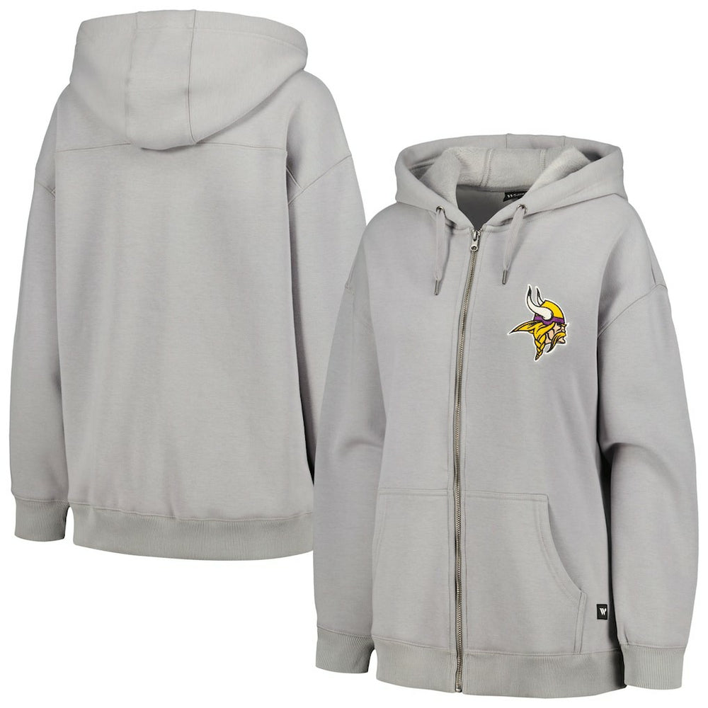 Minnesota Vikings The Wild Collective Women's Faux Fur Lined Tri-Blend Full-Zip Hoodie - Gray cheap