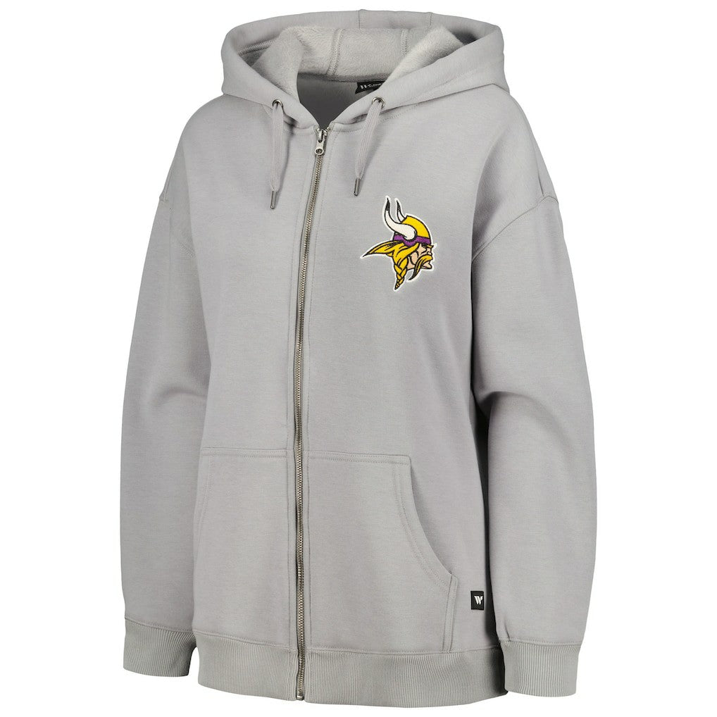 Minnesota Vikings The Wild Collective Women's Faux Fur Lined Tri-Blend Full-Zip Hoodie - Gray cheap
