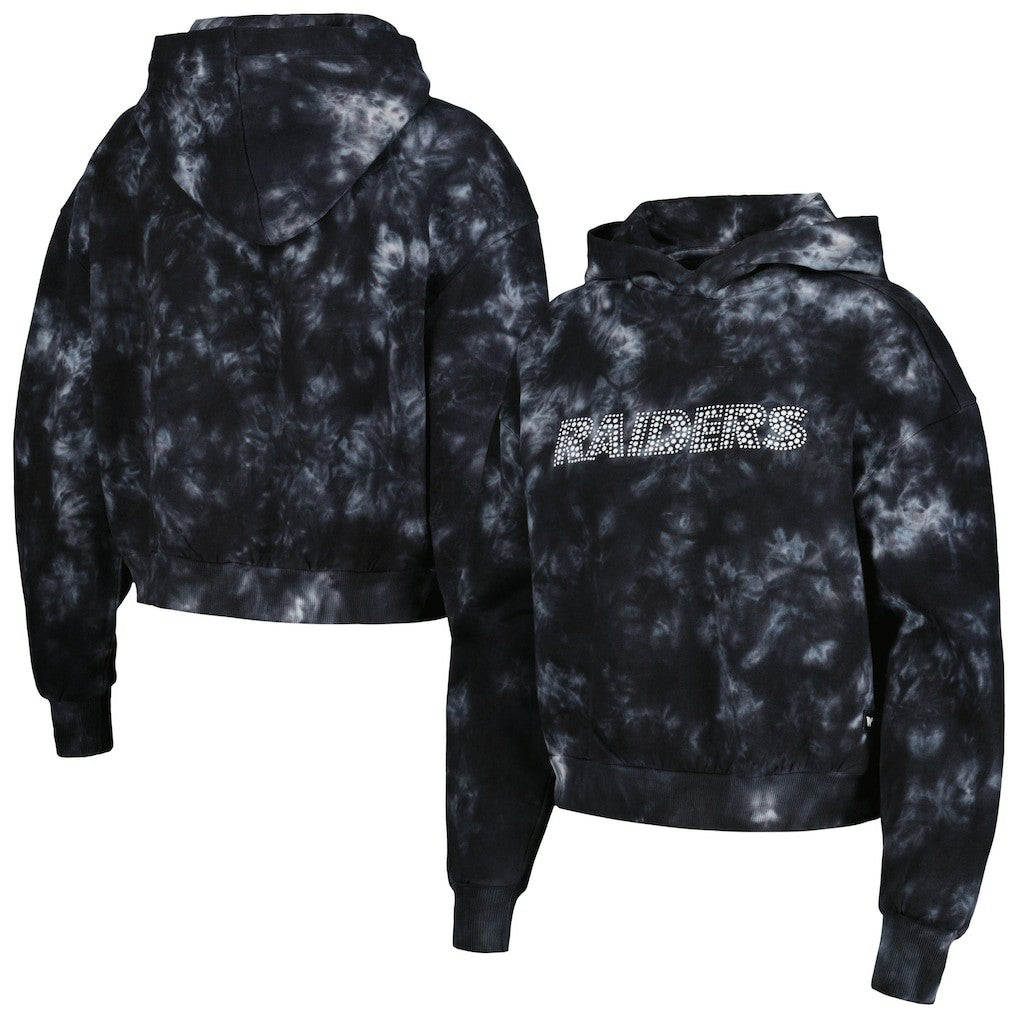 Las Vegas Raiders The Wild Collective Women's Tie-Dye Cropped Pullover Hoodie - Black online