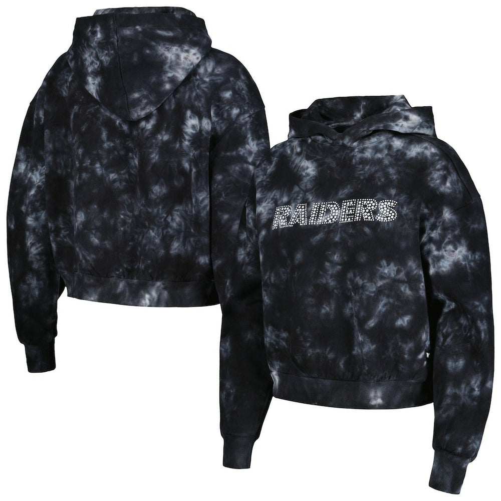 Las Vegas Raiders The Wild Collective Women's Tie-Dye Cropped Pullover Hoodie - Black online