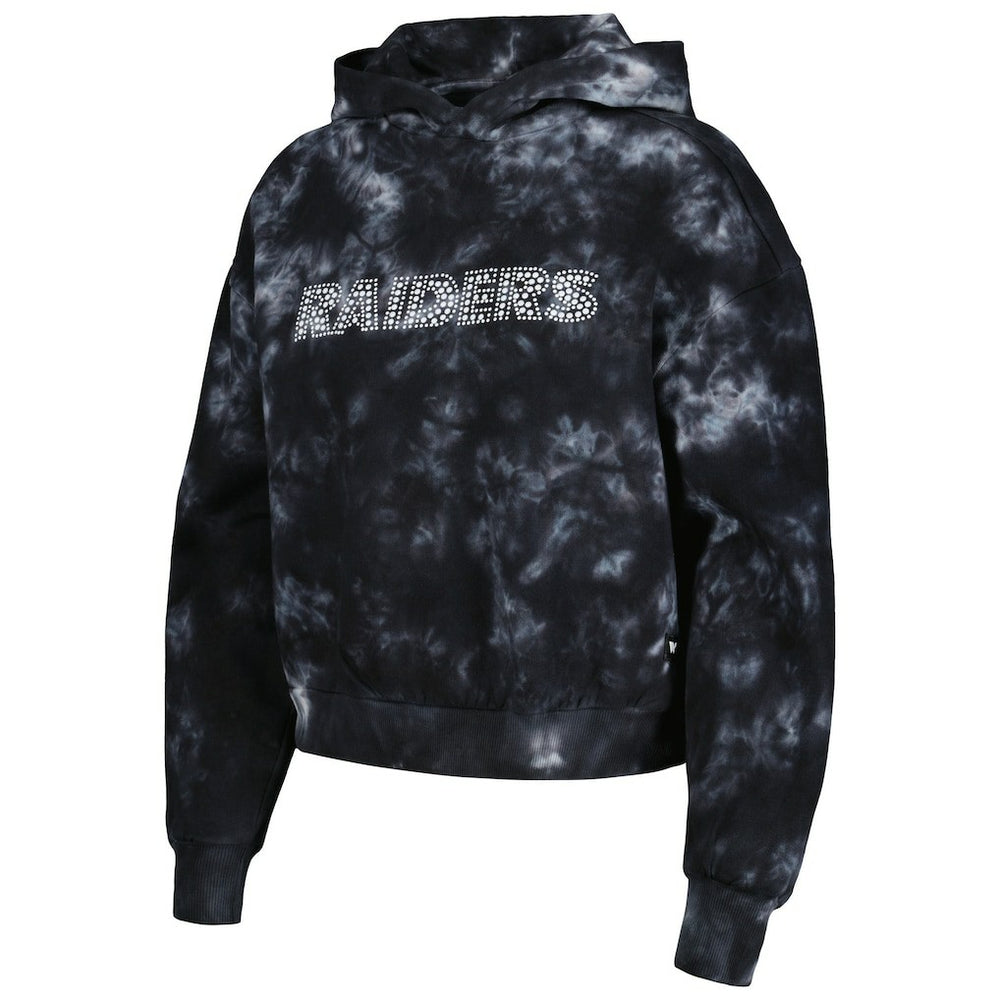 Las Vegas Raiders The Wild Collective Women's Tie-Dye Cropped Pullover Hoodie - Black online