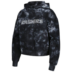 Las Vegas Raiders The Wild Collective Women's Tie-Dye Cropped Pullover Hoodie - Black online