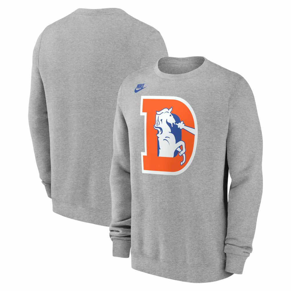 Denver Broncos D Horse Logo Club Sweatshirt - Heather Gray | Nike discount