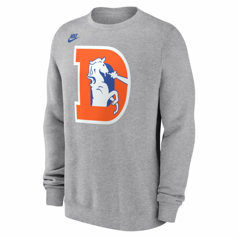 Denver Broncos D Horse Logo Club Sweatshirt - Heather Gray | Nike discount