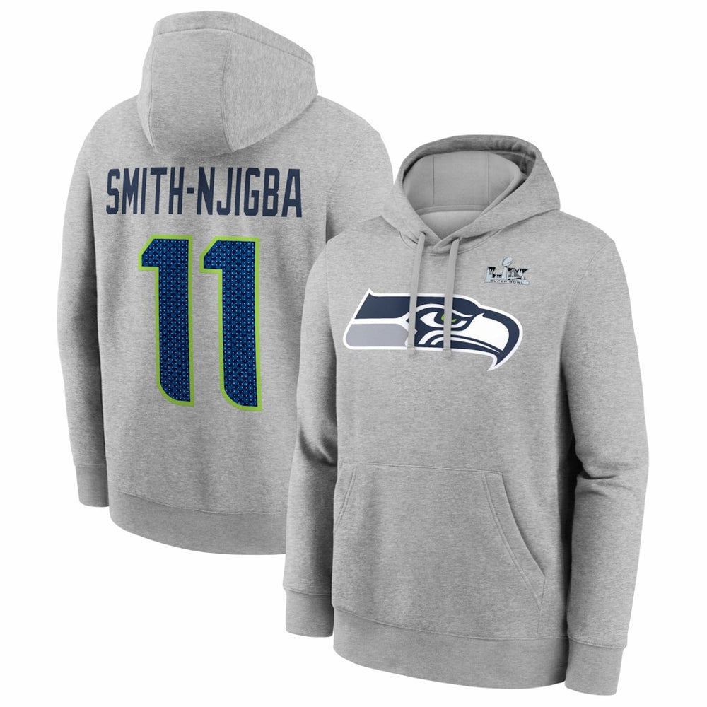 Jaxon Smith-Njigba Seattle Seahawks Super Bowl LX Patch Name & Number Hoodie - Heather Gray | Nike on sale