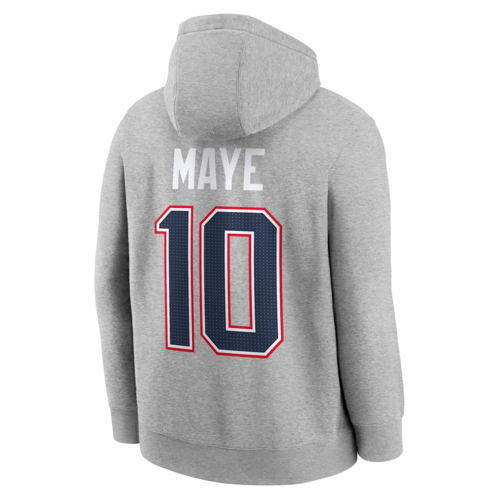 Drake Maye New England Patriots Super Bowl LX Patch Name & Number Hoodie - Heather Gray | Nike for sale