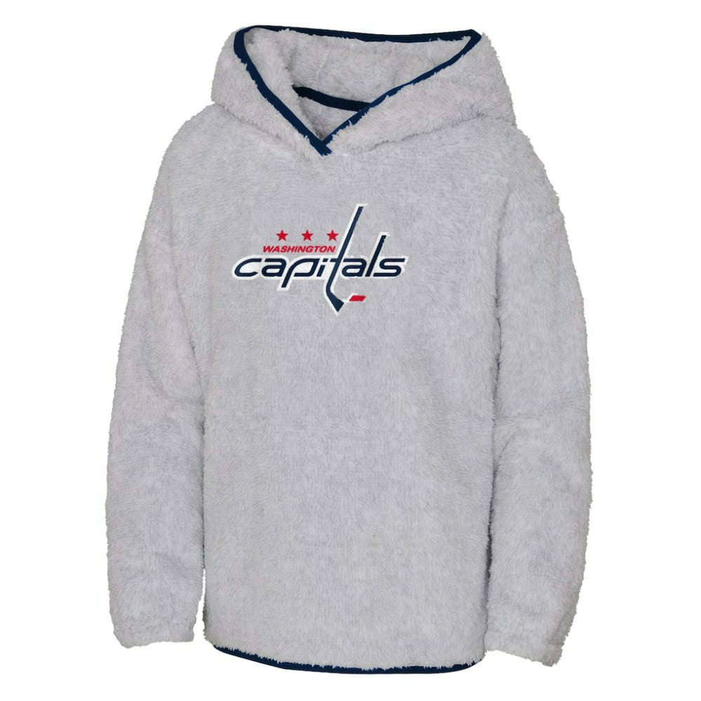 Washington Capitals Girls Youth Ultimate Teddy Fleece Pullover Hoodie Heather Gray
