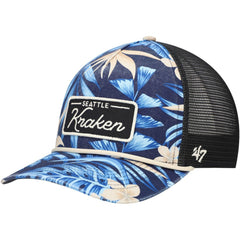 Seattle Kraken '47 Tropicalia Allover Print Trucker Adjustable Hat Navy