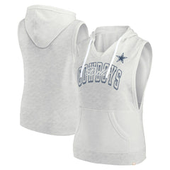 Dallas Cowboys Women's Lounge Script Sleeveless V-Neck Pullover Hoodie - Oatmeal outlet