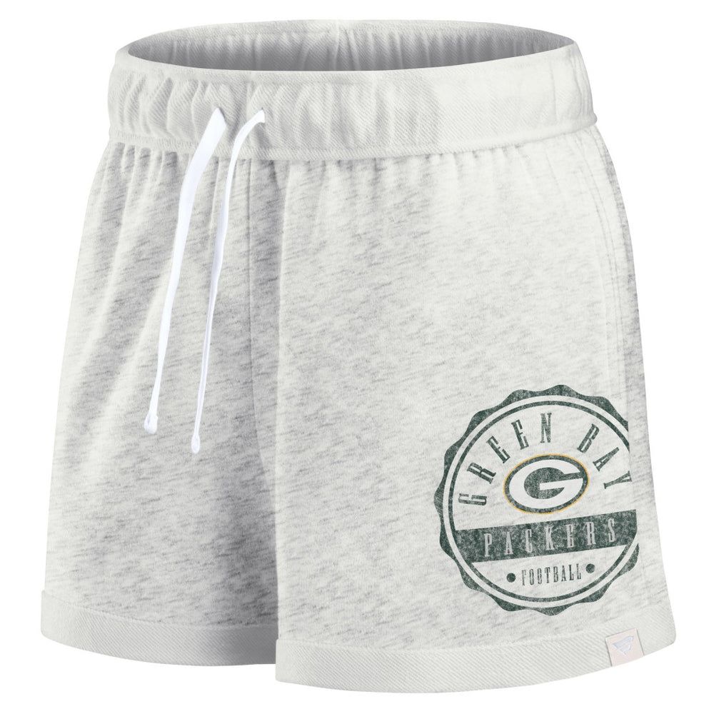 Green Bay Packers Women's Vintage Badge Shorts - Oatmeal sale