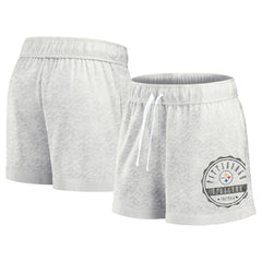 Pittsburgh Steelers Women's Vintage Badge Shorts - Oatmeal for sale