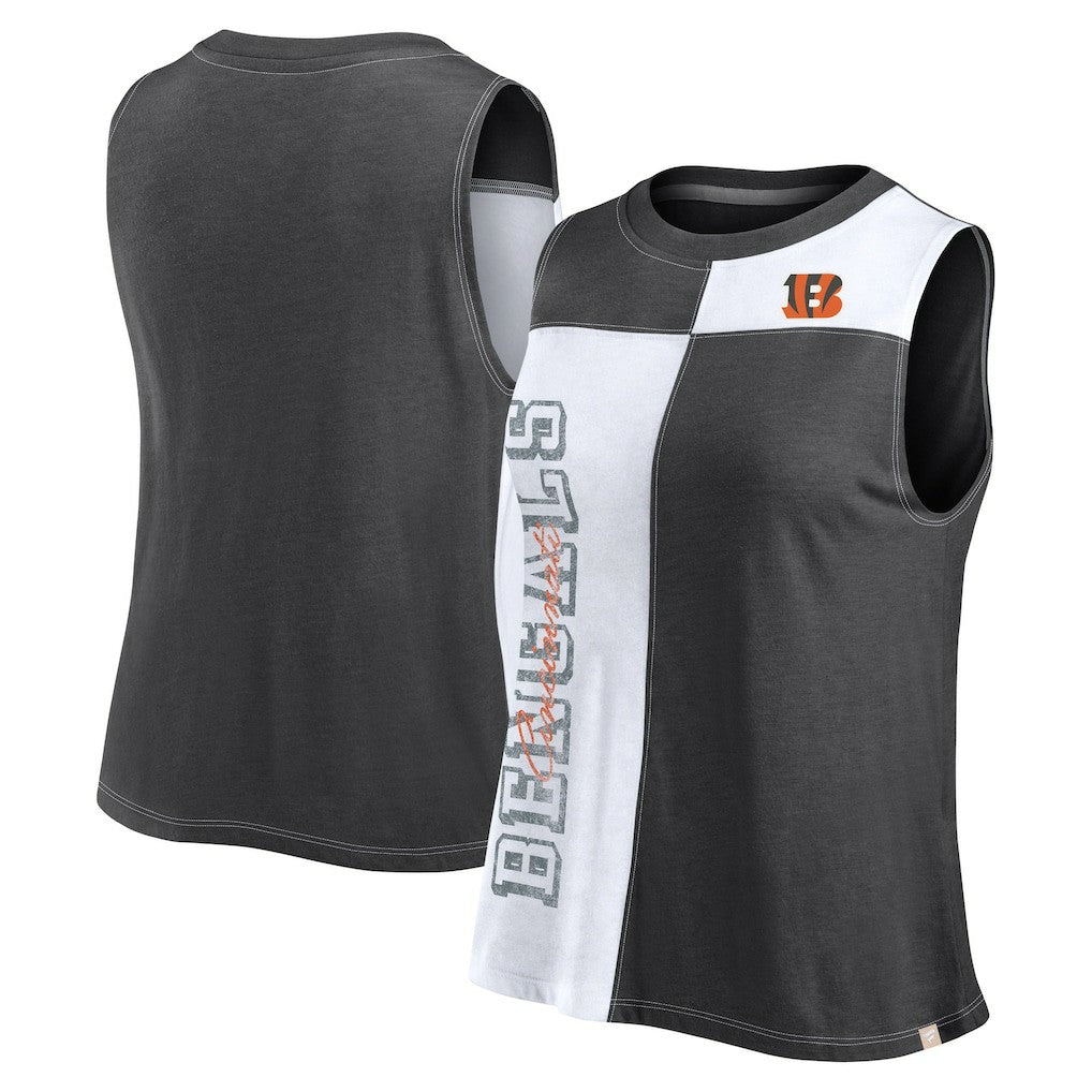 Cincinnati Bengals FanaticsWomen's Script Color Block Tank Top - Black/White for sale