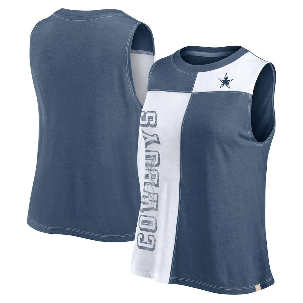 Dallas Cowboys FanaticsWomen's Script Color Block Tank Top - Navy/White cheap