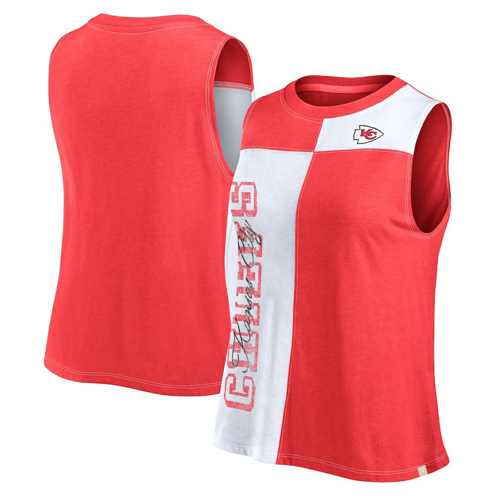 Kansas City Chiefs FanaticsWomen's Script Color Block Tank Top - Red/White on sale