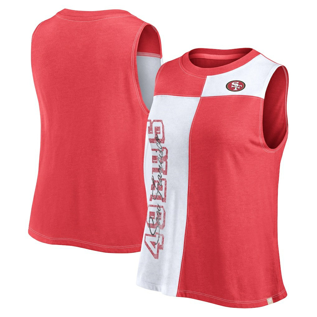 San Francisco 49ers Women's Script Color Block Tank Top - Scarlet/White for sale