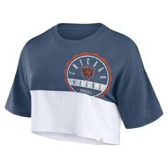 Chicago Bears Women's Boxy Color Split Cropped T-Shirt - Navy/White discount
