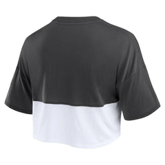 Cincinnati Bengals Women's Boxy Color Split Cropped T-Shirt - Black/White outlet