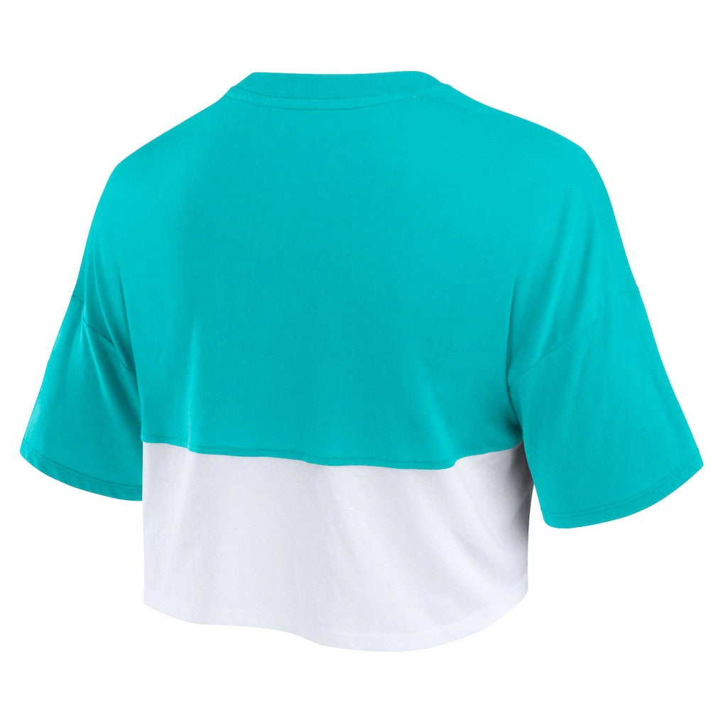 Miami Dolphins Women's Boxy Color Split Cropped T-Shirt - Aqua/White sale