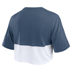 Seattle Seahawks Women's Boxy Color Split Cropped T-Shirt - College Navy/White discount