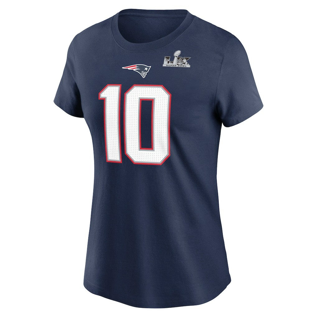 Drake Maye New England Patriots Women's Super Bowl LX Patch Name & Number T-Shirt - Navy | Nike for sale