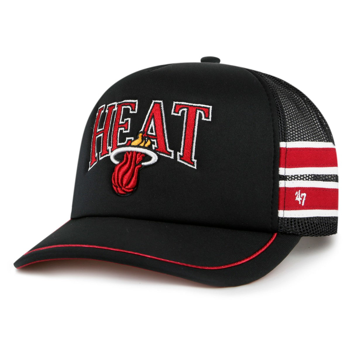 Miami Heat '47 Sidebrand Stripes Trucker Adjustable Hat - Black | 47 brand on sale