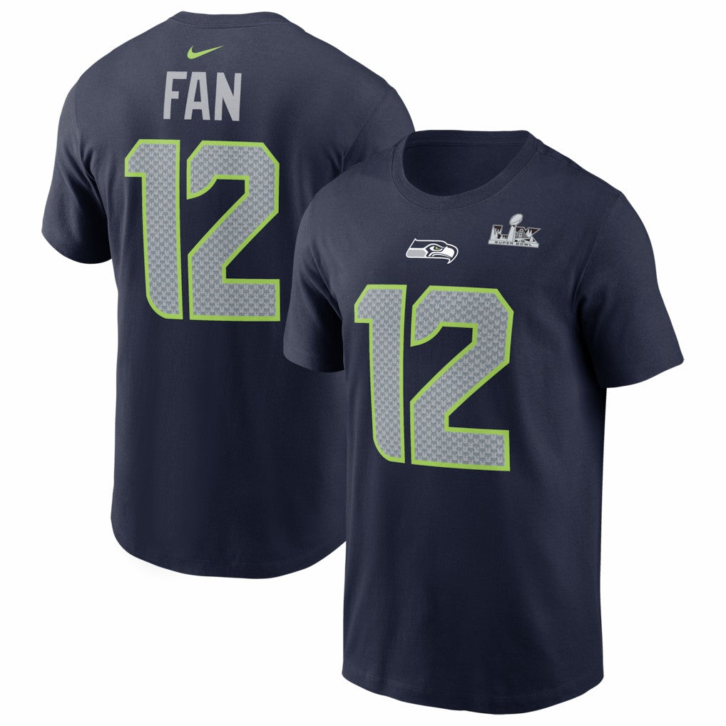 12s Seattle Seahawks Super Bowl LX Patch Name & Number T-Shirt - College Navy | Nike for sale