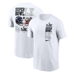 New England Patriots vs. Seattle Seahawks Super Bowl LX Dueling T-Shirt - White | Nike cheap