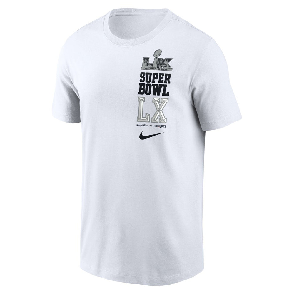 New England Patriots vs. Seattle Seahawks Super Bowl LX Dueling T-Shirt - White | Nike cheap
