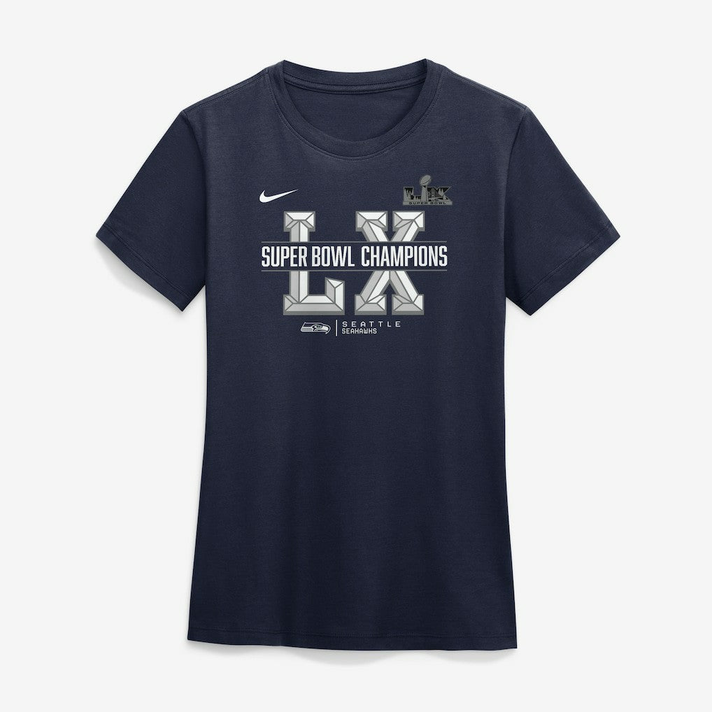 Seattle Seahawks Women's Super Bowl LX Champions Sacrifice T-Shirt - College Navy | Nike for sale