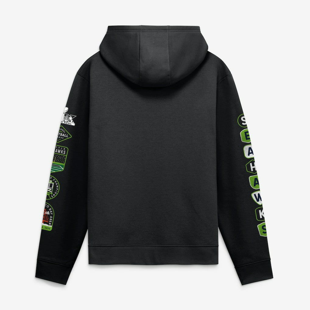Seattle Seahawks Super Bowl LX Champions Banner Year Hoodie - Black sale