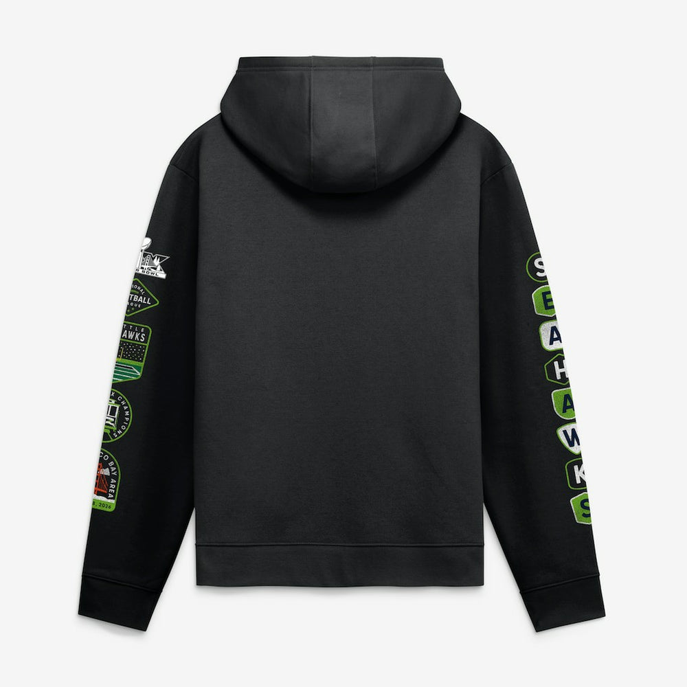 Seattle Seahawks Super Bowl LX Champions Banner Year Hoodie - Black sale