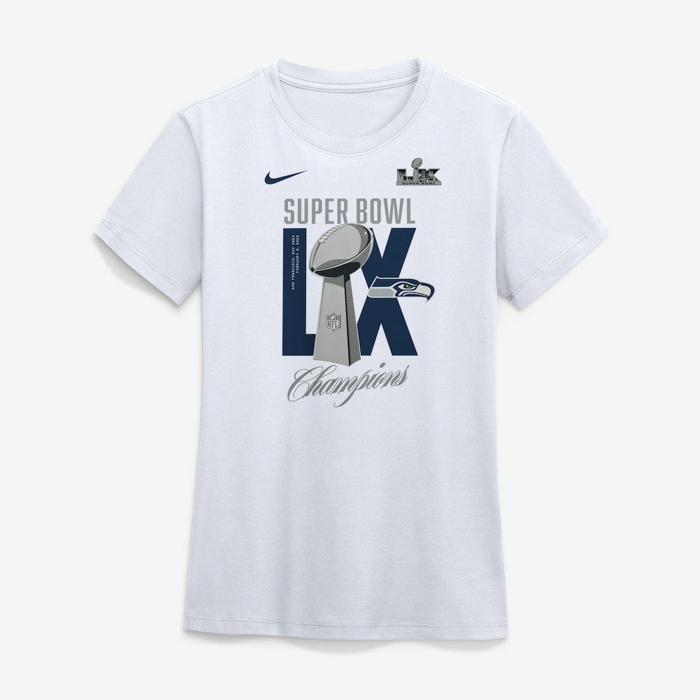 Seattle Seahawks Women's Super Bowl LX Champions Lombardi Trophy T-Shirt - White | Nike on sale
