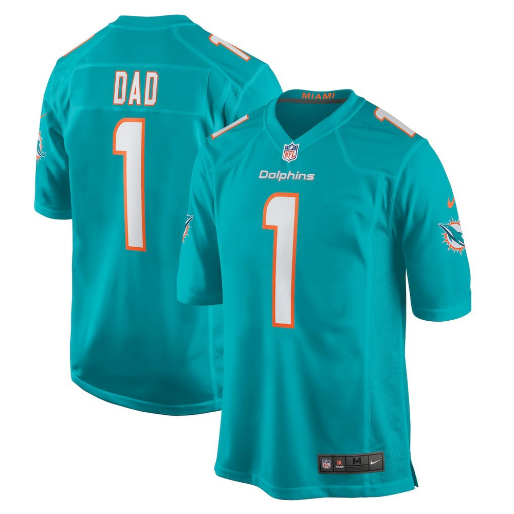 Number 1 Dad Miami Dolphins Game Jersey - Aqua | Nike discount