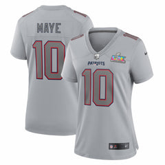 Drake Maye New England Patriots Women's Super Bowl LX Patch Atmosphere Fashion Game Jersey - Silver | Nike sale