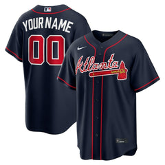 Atlanta Braves Alternate Replica Custom Jersey - Navy | Nike