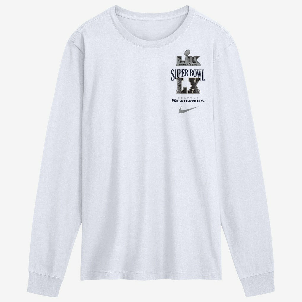 Seattle Seahawks Super Bowl LX Champions Long Ball Long Sleeve T-Shirt - White | Nike sale
